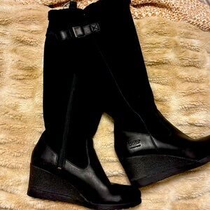 Ugg Mischa wedge boots in black suede